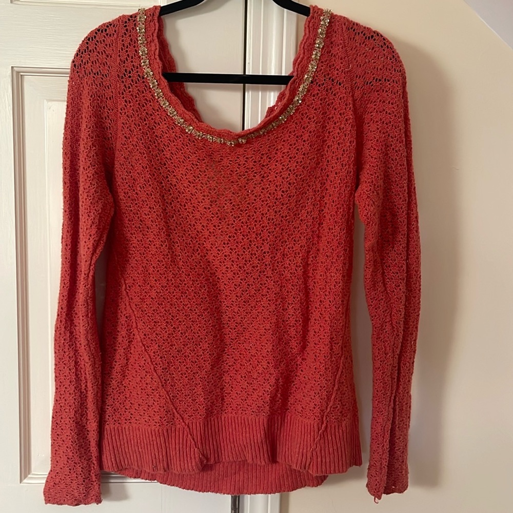 Free People Beaded Knitted Sweater Large
